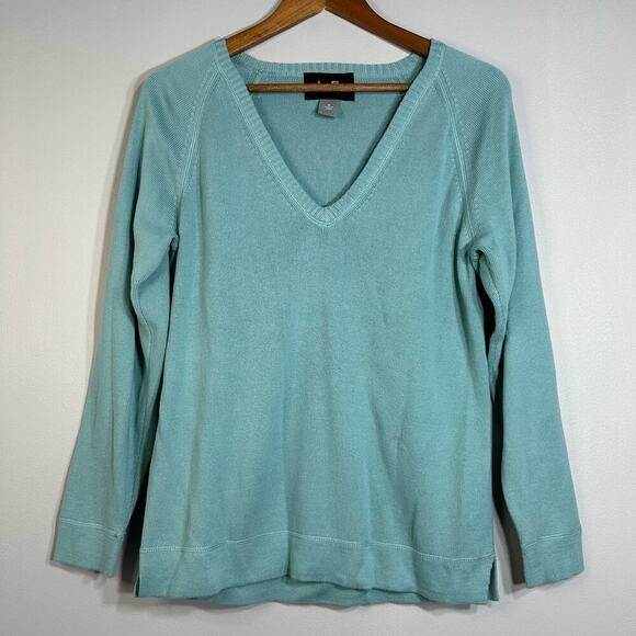 i 5 Premium Apparel Turquoise Raglan V-Neck Pullover Sweater Women Medium - Picture 1 of 12